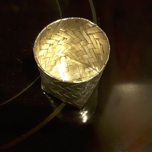 Vintage Mexican Sterling Silver Woven Mini-Basket
